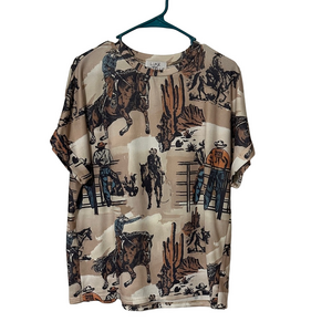 Graphic Western Shirt runs Big-Bust 44”
